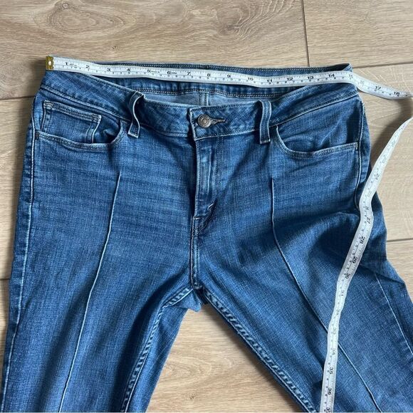 Levi’s 535 Super Skinny Frayed Jeans Size 32 Front Seam Raw Frayed Hem Mid Rise - Picture 8 of 11
